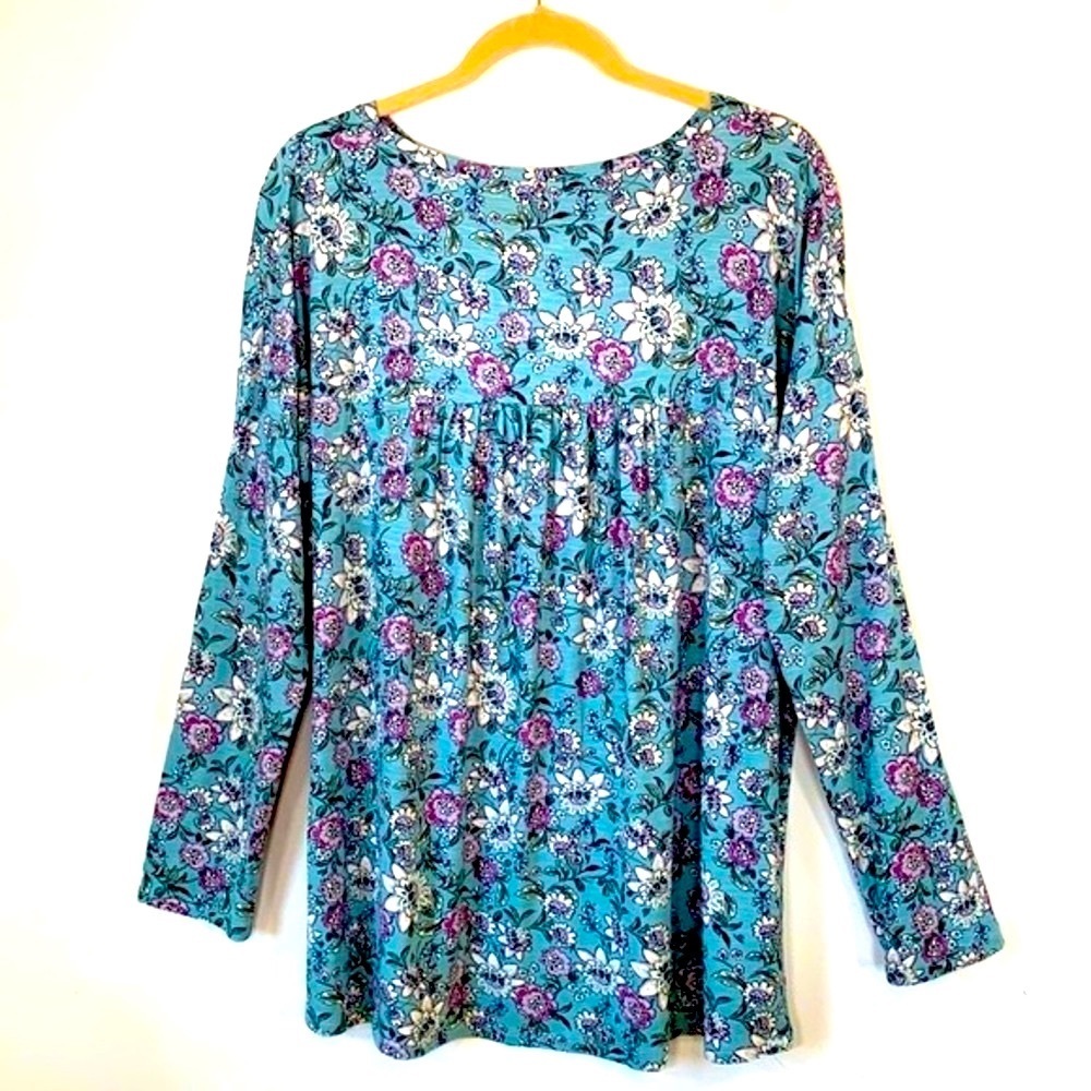 J.Jill Empire Waist Floral Women’s Size L Relaxed Fit Pullover Rayon Spandex Top